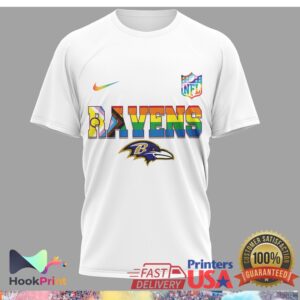 Baltimore Ravens More Pride Less Prejudice Snoopy Rainbow 2026 T Shirt