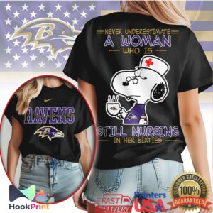 Baltimore Ravens Never Underestimate A Woman Still Nursing In Her Sixties T Shirt