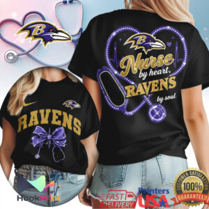 Baltimore Ravens Nurse By Heart Soul Football Medical Women T Shirt Baltimore Ravens Nurse By Heart Soul Football Medical Women T Shirt
