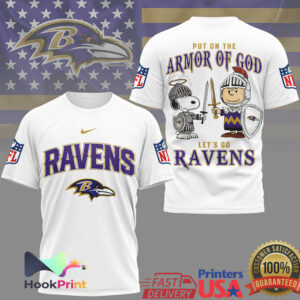 Baltimore Ravens Put On The Armor Of God Snoopy Charlie Brown 2026 Fans T Shirt Baltimore Ravens Put On The Armor Of God Snoopy Charlie Brown 2026 Fans T Shirt