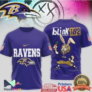 Baltimore Ravens x Blink 182 Bunny Mashup NFL Punk Rock T Shirt