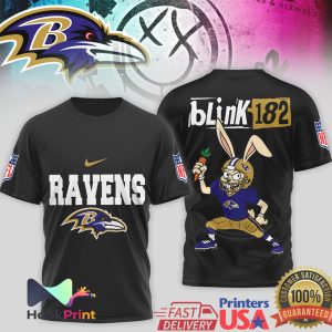 Baltimore Ravens x Blink 182 Bunny Mashup NFL Punk Rock T Shirt