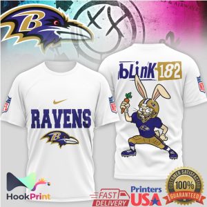 Baltimore Ravens x Blink 182 Bunny Mashup NFL Punk Rock T Shirt