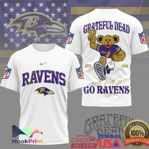 Baltimore Ravens x Grateful Dead Dancing Bear NFL T Shirt