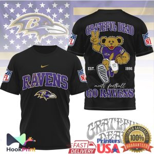 Baltimore Ravens x Grateful Dead Dancing Bear NFL T Shirt