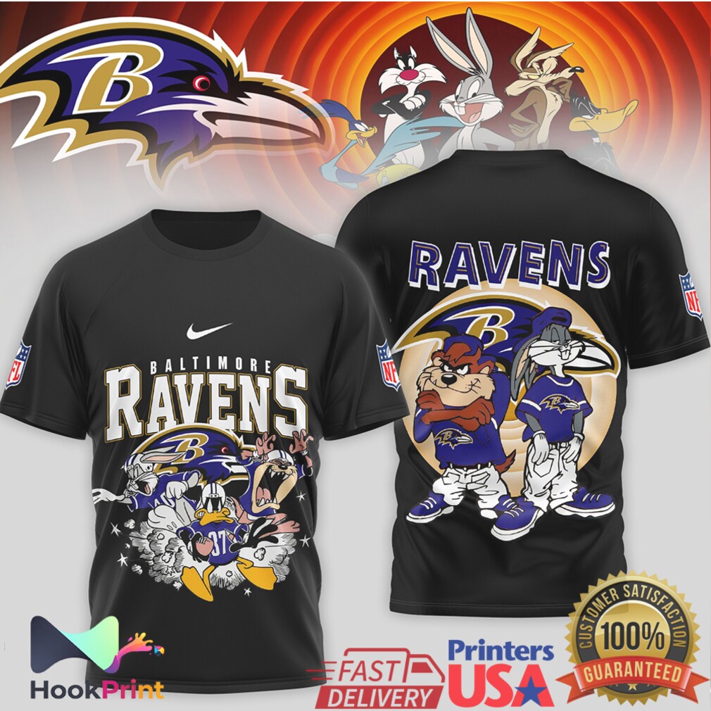 Baltimore Ravens x Looney Tunes Mashup Retro Cartoon Football T Shirt Baltimore Ravens x Looney Tunes Mashup Retro Cartoon Football T Shirt