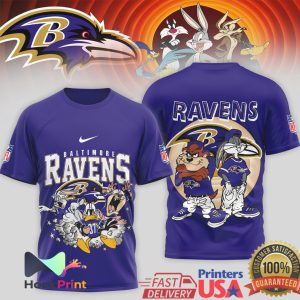 Baltimore Ravens x Looney Tunes Mashup Retro Cartoon Football T Shirt