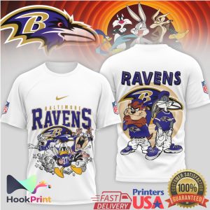 Baltimore Ravens x Looney Tunes Mashup Retro Cartoon Football T Shirt