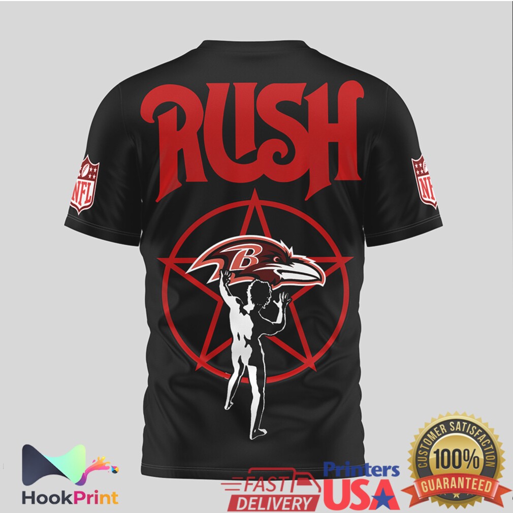 Baltimore Ravens x Rush Band 2112 Starman Black 3D T Shirt Baltimore Ravens x Rush Band 2112 Starman Black 3D T Shirt