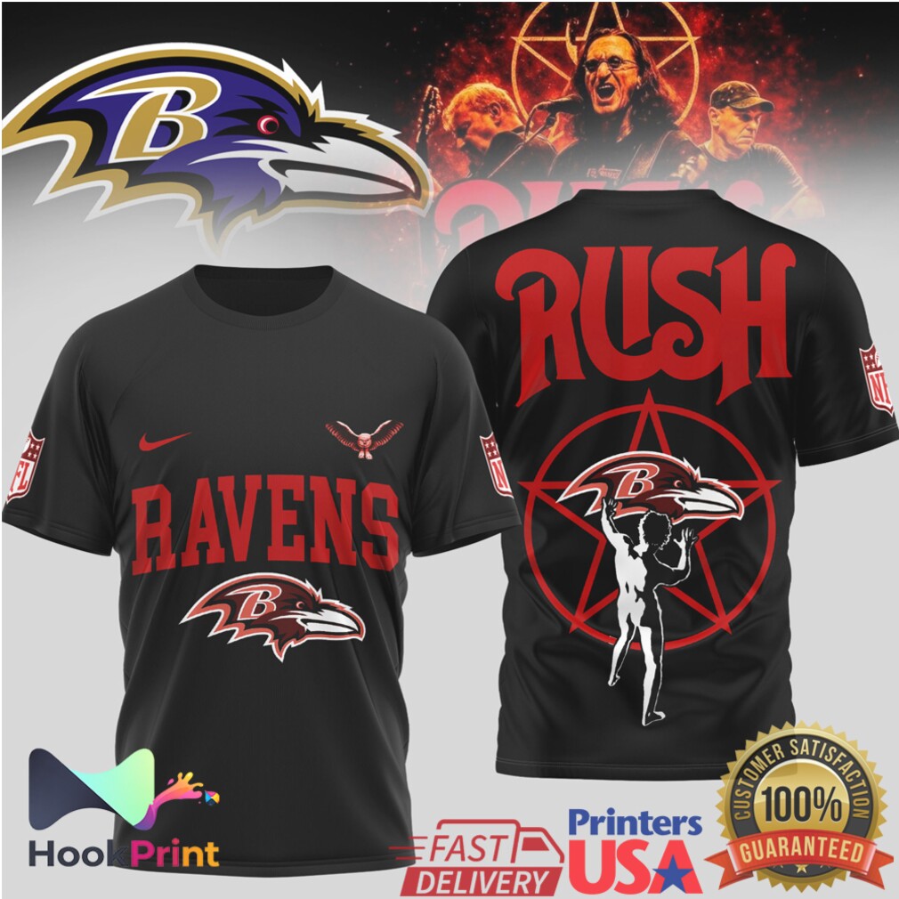 Baltimore Ravens x Rush Band 2112 Starman Black 3D T Shirt Baltimore Ravens x Rush Band 2112 Starman Black 3D T Shirt