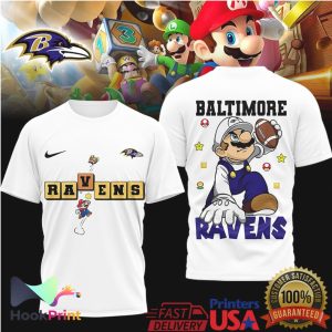 Baltimore Ravens x Super Mario Bros Level Up Football Fan Shirt