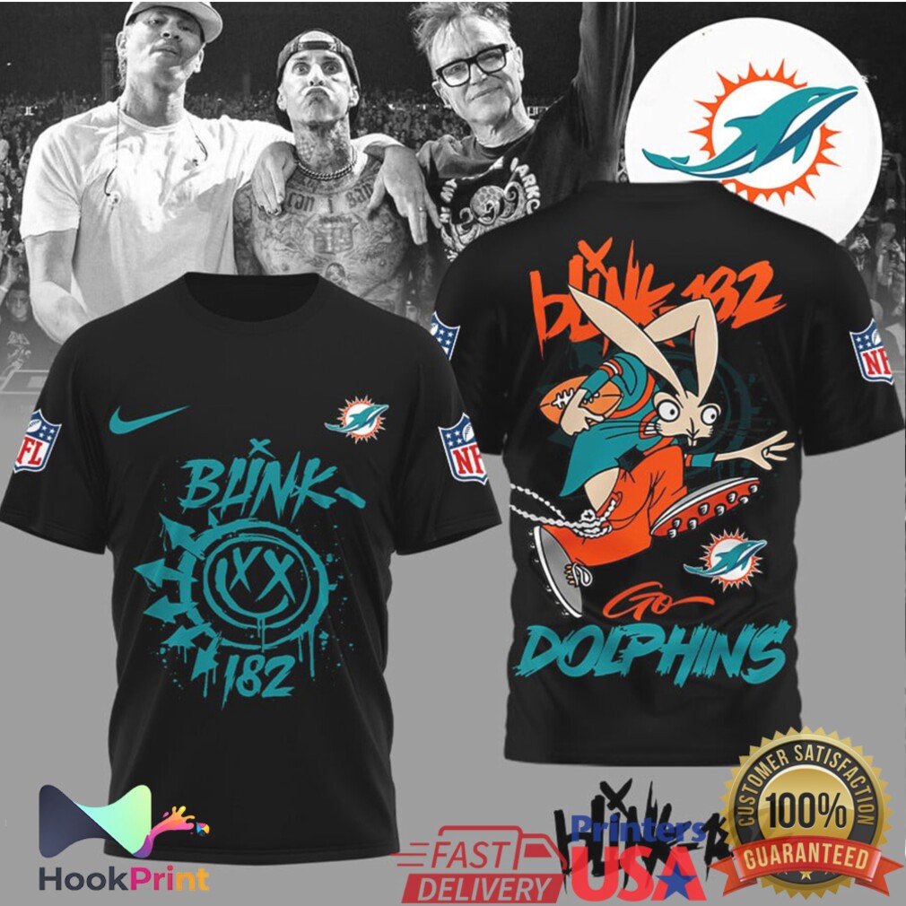 Blink 182 x Miami Dolphins NFL Mashup Graphic T Shirt Blink 182 x Miami Dolphins NFL Mashup Graphic T Shirt