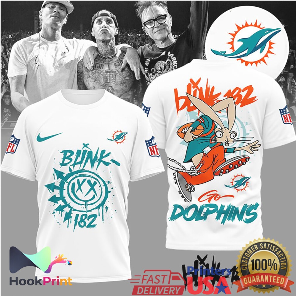 Blink 182 x Miami Dolphins NFL Mashup Graphic T Shirt Blink 182 x Miami Dolphins NFL Mashup Graphic T Shirt