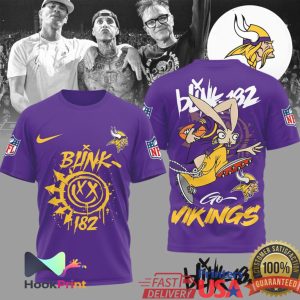 Blink 182 x Minnesota Vikings Collaboration Punk Rock Mascot Graphic T Shirt Blink 182 x Minnesota Vikings Collaboration Punk Rock Mascot Graphic T Shirt