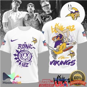 Blink 182 x Minnesota Vikings Collaboration Punk Rock Mascot Graphic T Shirt