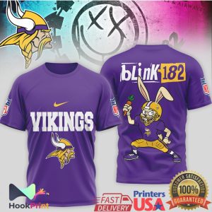 Blink 182 x Minnesota Vikings NFL Bunny Graphic T Shirt Blink 182 x Minnesota Vikings NFL Bunny Graphic T Shirt