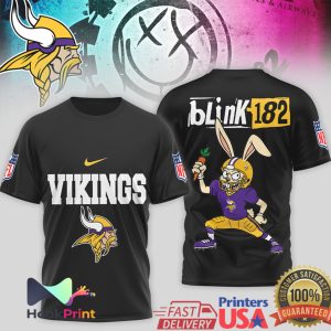 Blink 182 x Minnesota Vikings NFL Bunny Graphic T Shirt