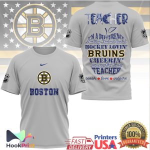 Boston Bruins Hockey Loving Teacher Difference Maker T Shirt