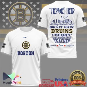 Boston Bruins Hockey Loving Teacher Difference Maker T Shirt