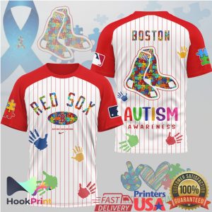 Boston Red Sox Autism Awareness Pinstripe Baseball T Shirt