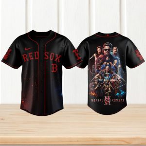 Boston Red Sox x Mortal Kombat 1 Movie Poster Black Custom Baseball Jersey