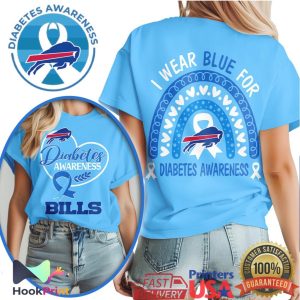 Buffalo Bills Diabetes Awareness I Wear Blue For You Rainbow Shirt