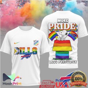Buffalo Bills More Pride Less Prejudice Snoopy LGBTQ Rainbow 2026 T Shirt Buffalo Bills More Pride Less Prejudice Snoopy LGBTQ Rainbow 2026 T Shirt