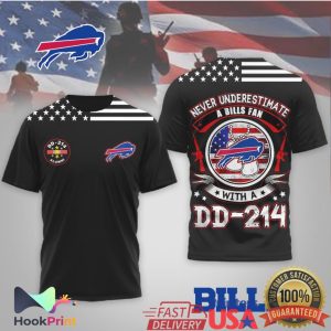 Buffalo Bills Never Underestimate A Fan With A DD 214 Veteran T Shirt Buffalo Bills Never Underestimate A Fan With A DD 214 Veteran T Shirt