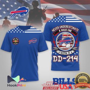 Buffalo Bills Never Underestimate A Fan With A DD 214 Veteran T Shirt
