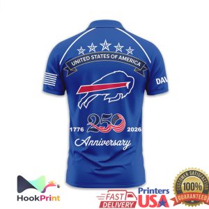 Buffalo Bills USA 250th Anniversary 1776 2026 Custom Name Polo Shirt