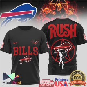 Buffalo Bills x Rush Band 2112 Starman Black 3D T Shirt