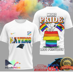 Carolina Panthers More Pride Less Prejudice Snoopy Rainbow 2026 T Shirt