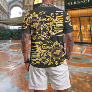 Carolina Panthers NFL Gold Filigree Luxury Pattern T Shirt