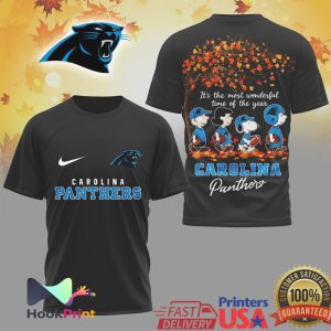 Carolina Panthers Peanuts Snoopy Autumn Most Wonderful Time Of The Year T Shirt Carolina Panthers Peanuts Snoopy Autumn Most Wonderful Time Of The Year T Shirt