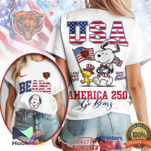 Chicago Bears America 250 Snoopy Patriotic USA Flag NFL T Shirt