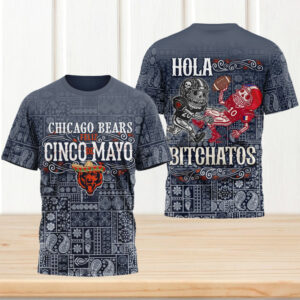 Chicago Bears Cinco de Mayo Hola Bitchatos Sugar Skull T Shirt