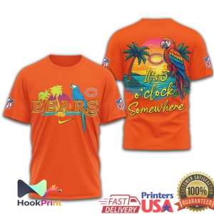 Chicago Bears It's 5 O'Clock Somewhere Parrot Tropical NFL T Shirt