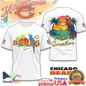 Chicago Bears It's 5 O'Clock Somewhere Parrot Tropical NFL T Shirt