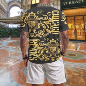 Chicago Bears Luxury Gold Floral Baroque Print Summer Fashion For T Shirt