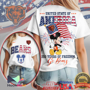 Chicago Bears Mickey Mouse Patriotic American Flag Freedom T Shirt