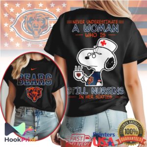 Chicago Bears NFL Never Underestimate A Woman Still Nursing In Her Sixties Snoopy Women T Shirt