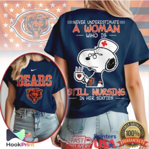 Chicago Bears NFL Never Underestimate A Woman Still Nursing In Her Sixties Snoopy Women T Shirt