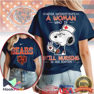 Chicago Bears Never Underestimate A Woman Still Nursing In Her Sixties T Shirt Chicago Bears Never Underestimate A Woman Still Nursing In Her Sixties T Shirt