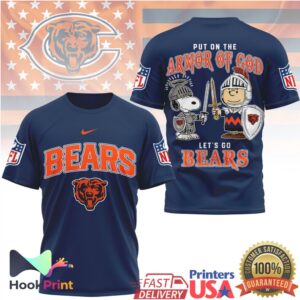 Chicago Bears Put On The Armor Of God Snoopy Charlie Brown 2026 Fans T Shirt