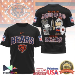 Chicago Bears Put On The Armor Of God Snoopy Charlie Brown 2026 Fans T Shirt