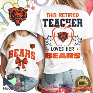 Chicago Bears Retired Teacher Loves Her Team Apple Heart men's Game Day School T Shirt