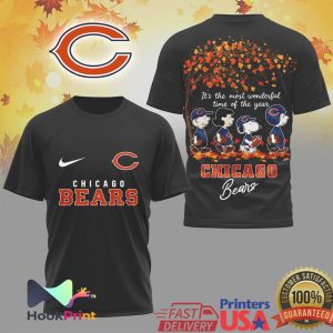 Chicago Bears Snoopy & Peanuts Gang Fall Leaves Most Wonderful Time NFL T Shirt Chicago Bears Snoopy & Peanuts Gang Fall Leaves Most Wonderful Time NFL T Shirt