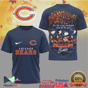 Chicago Bears Snoopy & Peanuts Gang Fall Leaves Most Wonderful Time NFL T Shirt