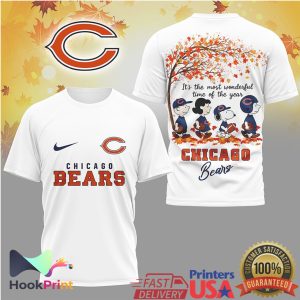 Chicago Bears Snoopy & Peanuts Gang Fall Leaves Most Wonderful Time NFL T Shirt