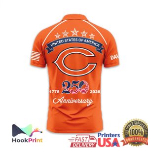 Chicago Bears USA 250th Anniversary 1776 2026 Patriotic Polo Shirt